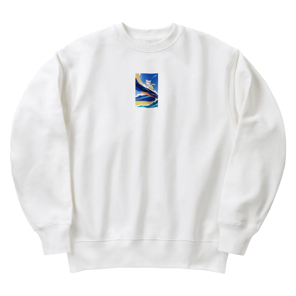 ショップたかぞーの波乗りネコ Heavyweight Crew Neck Sweatshirt