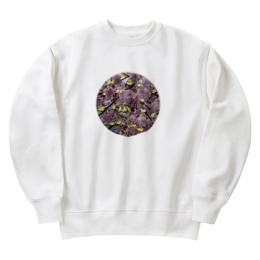 yuuyuu2024の桜とオカメインコ Heavyweight Crew Neck Sweatshirt