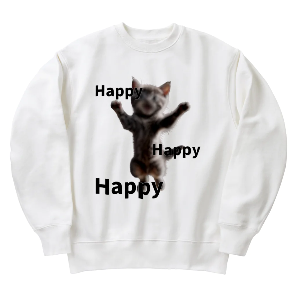 うりぼうのハッピーハッピーハッピー猫ミーム Heavyweight Crew Neck Sweatshirt