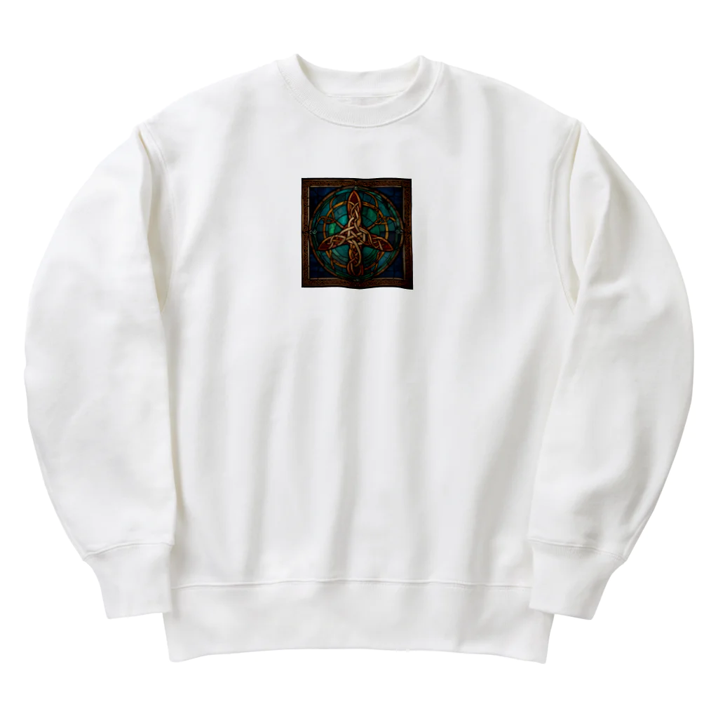 ganeshaのケルトの結び目工芸ステンドグラス Heavyweight Crew Neck Sweatshirt