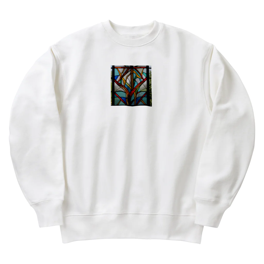 ganeshaの抽象パターンステンドグラス Heavyweight Crew Neck Sweatshirt