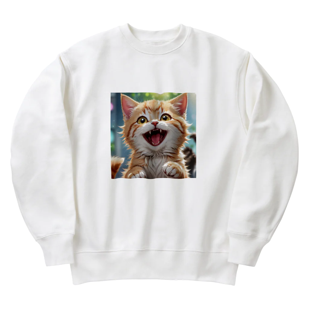 f-koroのかわいい笑顔がたまらない子猫 Heavyweight Crew Neck Sweatshirt