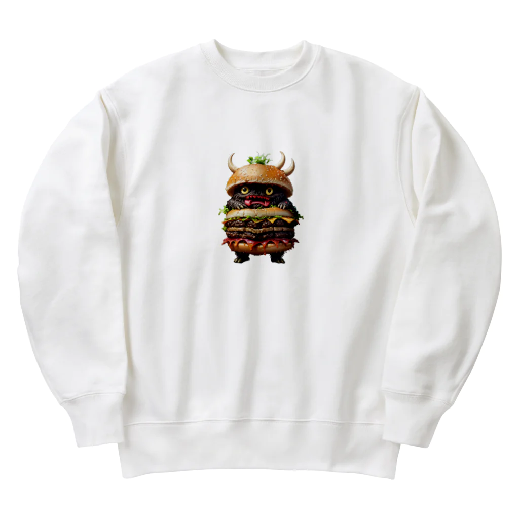 AI妖怪大図鑑のトリプル肉厚ビーフバーガー妖怪　バグドガルド Heavyweight Crew Neck Sweatshirt