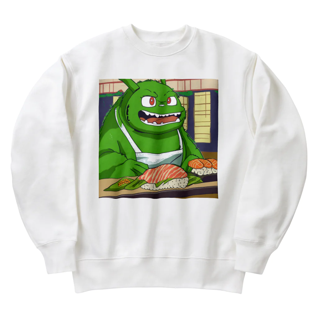 Kyun_uranaiの寿司職人を目指す緑の妖怪 Heavyweight Crew Neck Sweatshirt