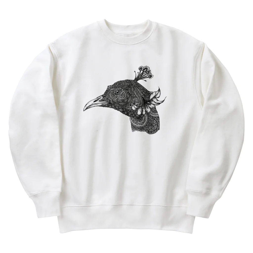 曼荼羅屋のPeacock モノクロームver Heavyweight Crew Neck Sweatshirt