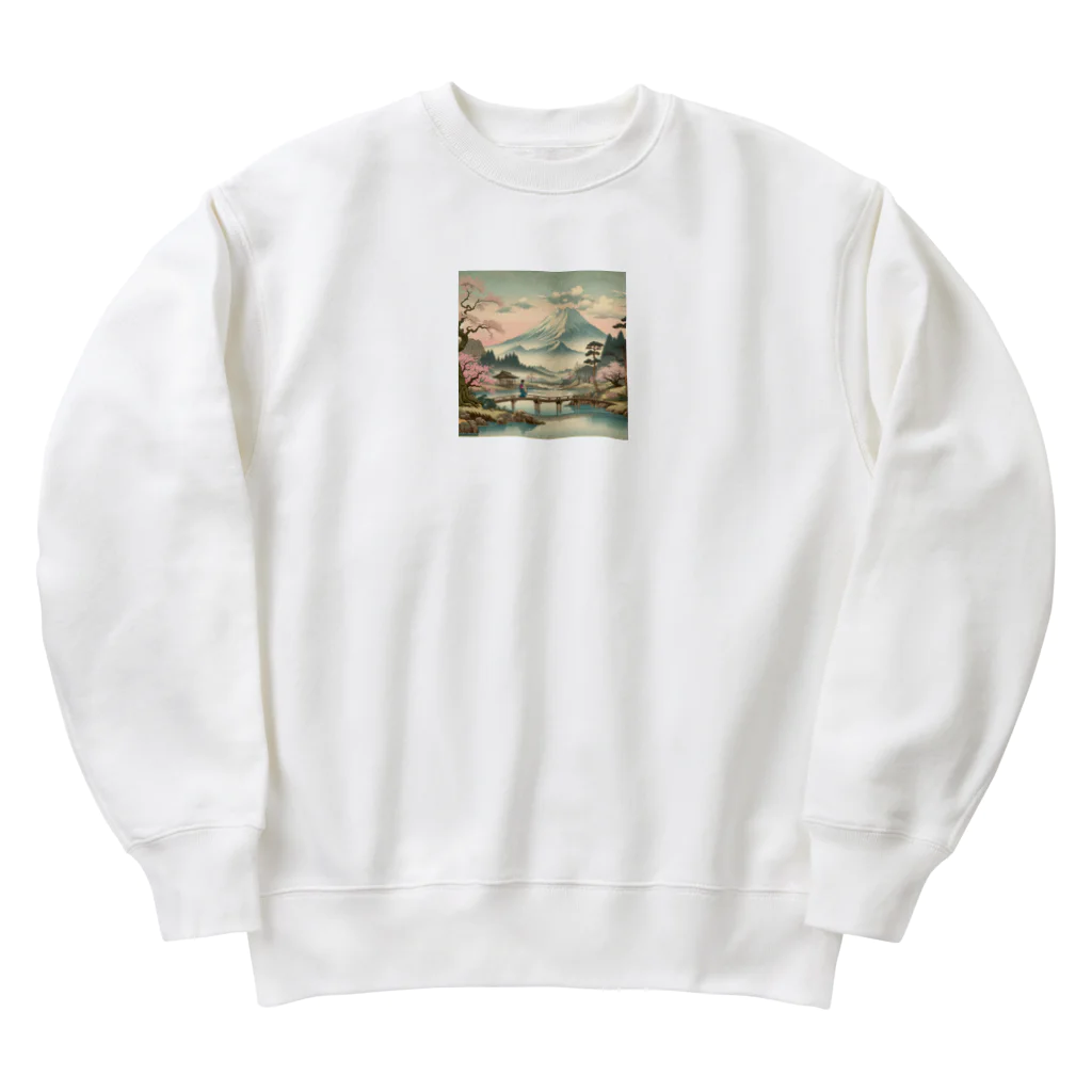 動物デザイングッズの江戸時代の絵画風 Heavyweight Crew Neck Sweatshirt