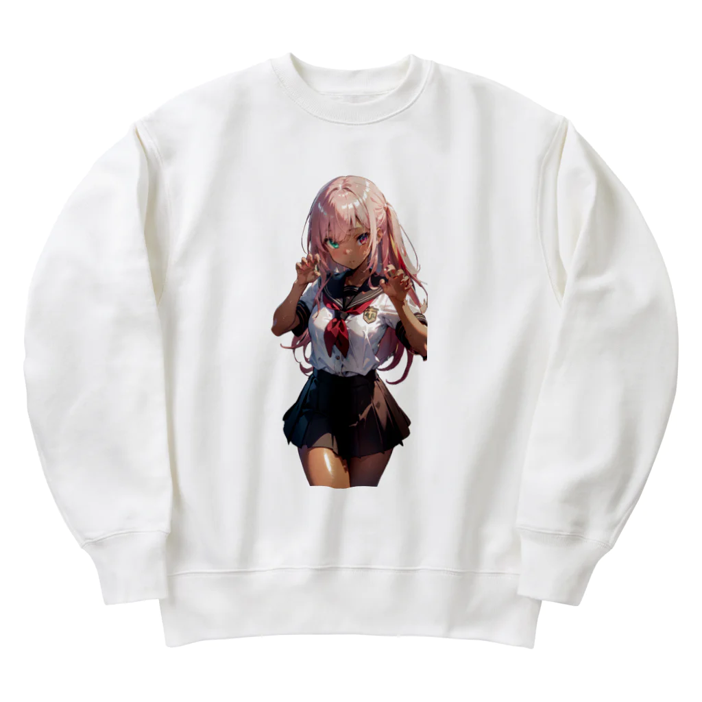 ヴィヴィオのガオーのポーズ Heavyweight Crew Neck Sweatshirt