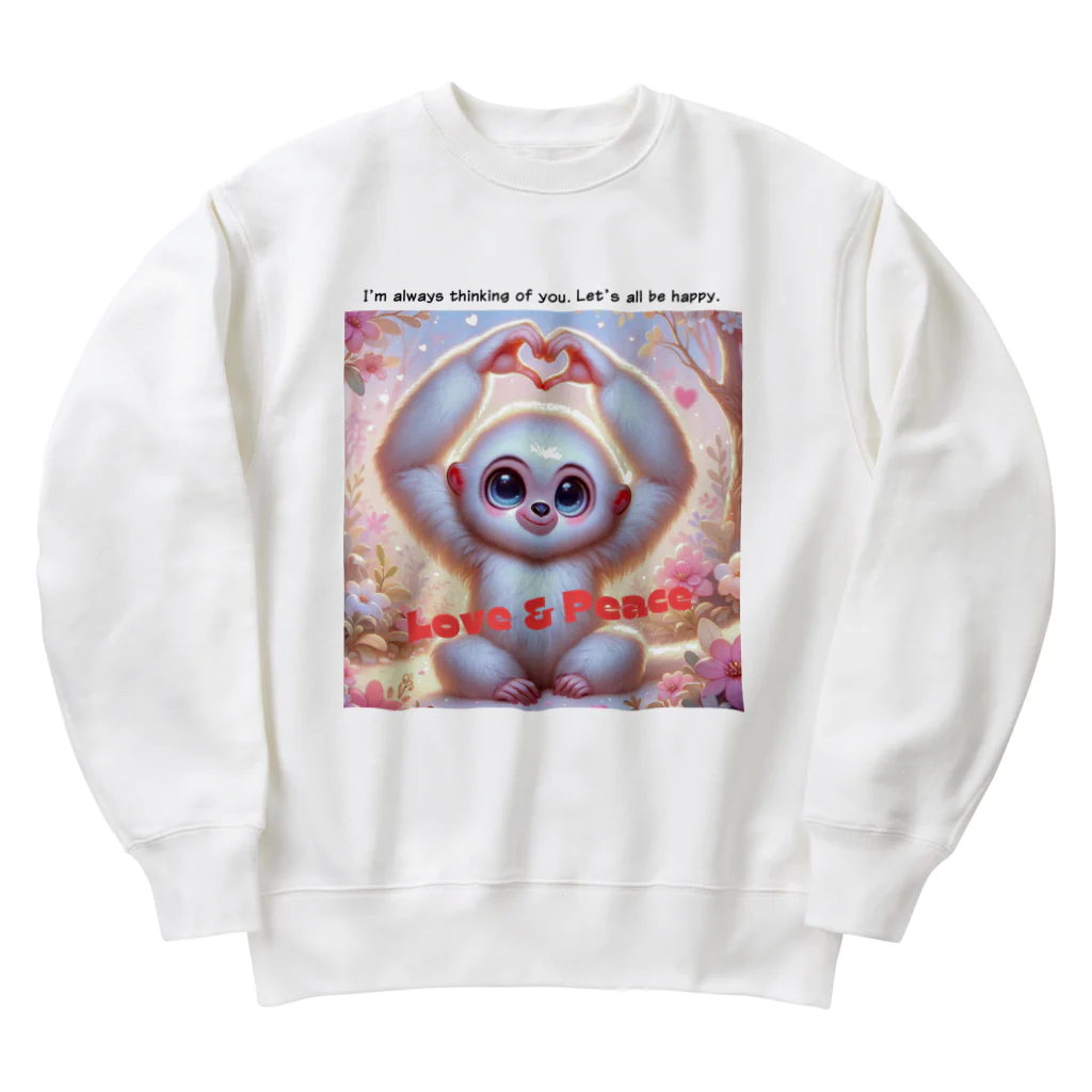 dreamy-designのLOVE&PEACE　シロテナガザルくん Heavyweight Crew Neck Sweatshirt