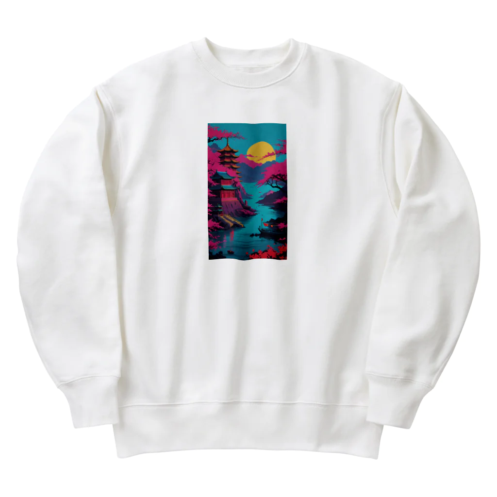 thedarkesthourのアジア　中国　日本　寺院　月夜　プレゼント Heavyweight Crew Neck Sweatshirt