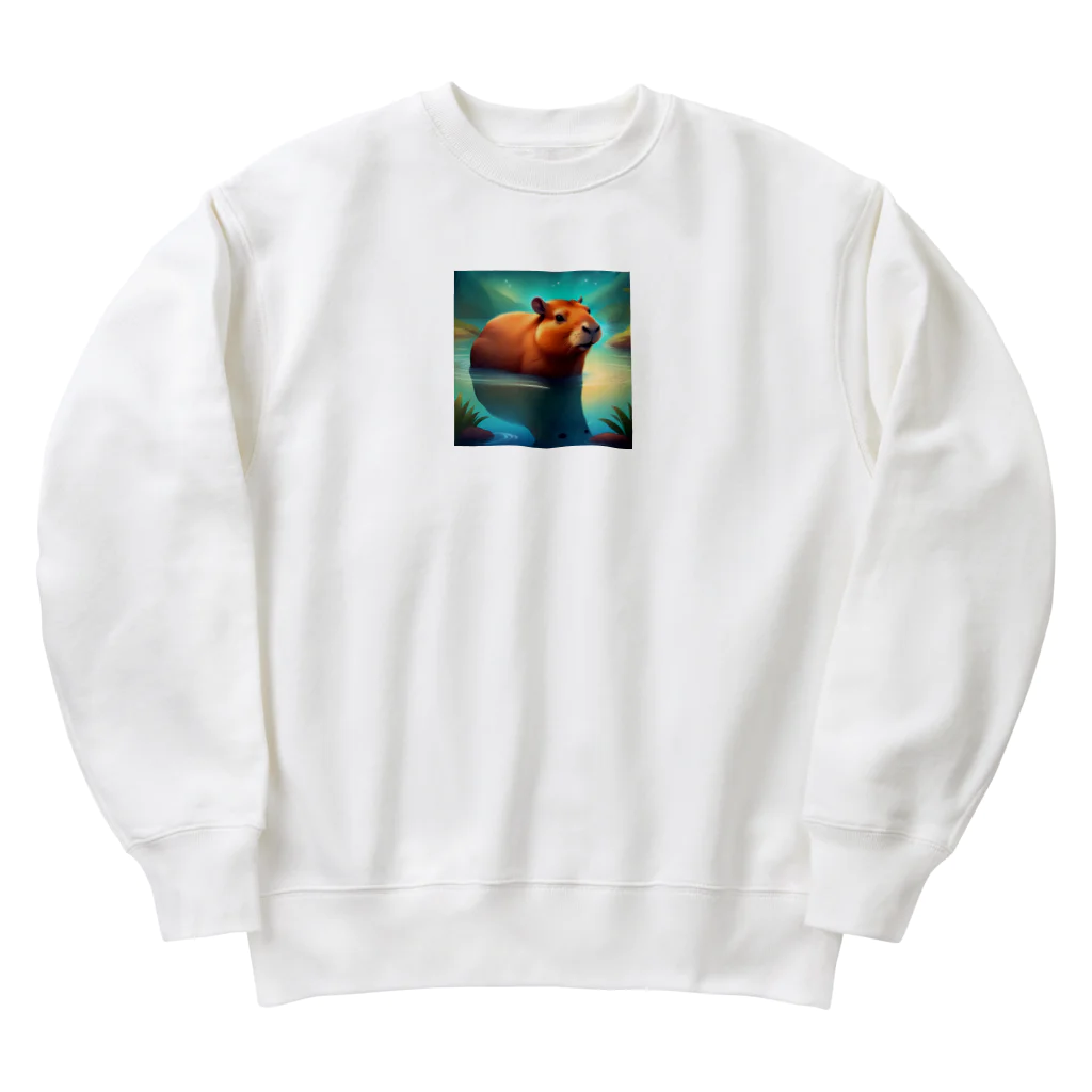 pipi_popoのかわいいカピバラ Heavyweight Crew Neck Sweatshirt