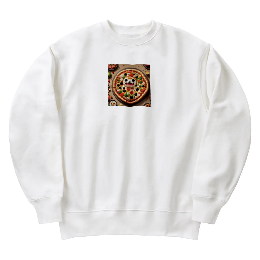 AI妖怪大図鑑のピザ妖怪　ラザピー Heavyweight Crew Neck Sweatshirt