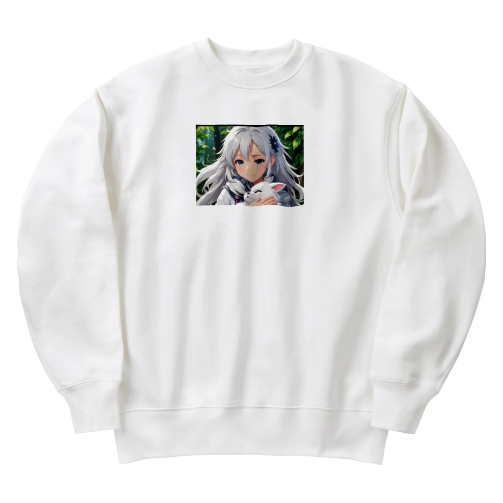 巫女スタぐらむのだっこされる神様 Heavyweight Crew Neck Sweatshirt