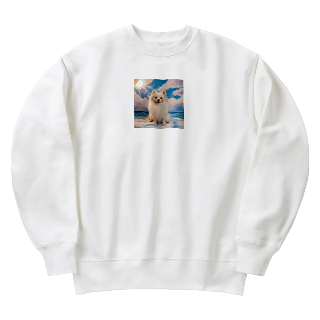 china-musumeの夏が大好き！白のポメラニアン。名前はアイス Heavyweight Crew Neck Sweatshirt