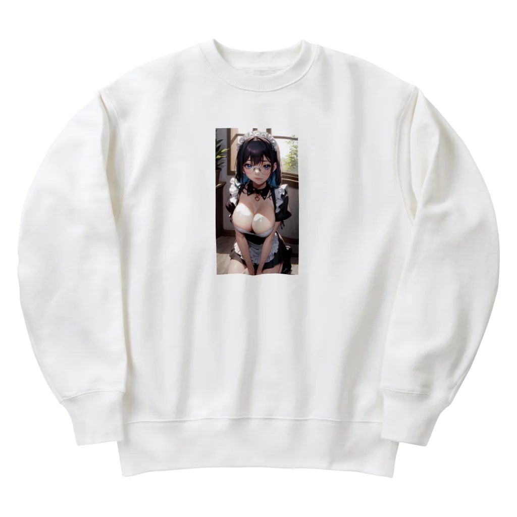 美少女学院の黒髪美少女　美鈴ちゃん　メイド Heavyweight Crew Neck Sweatshirt