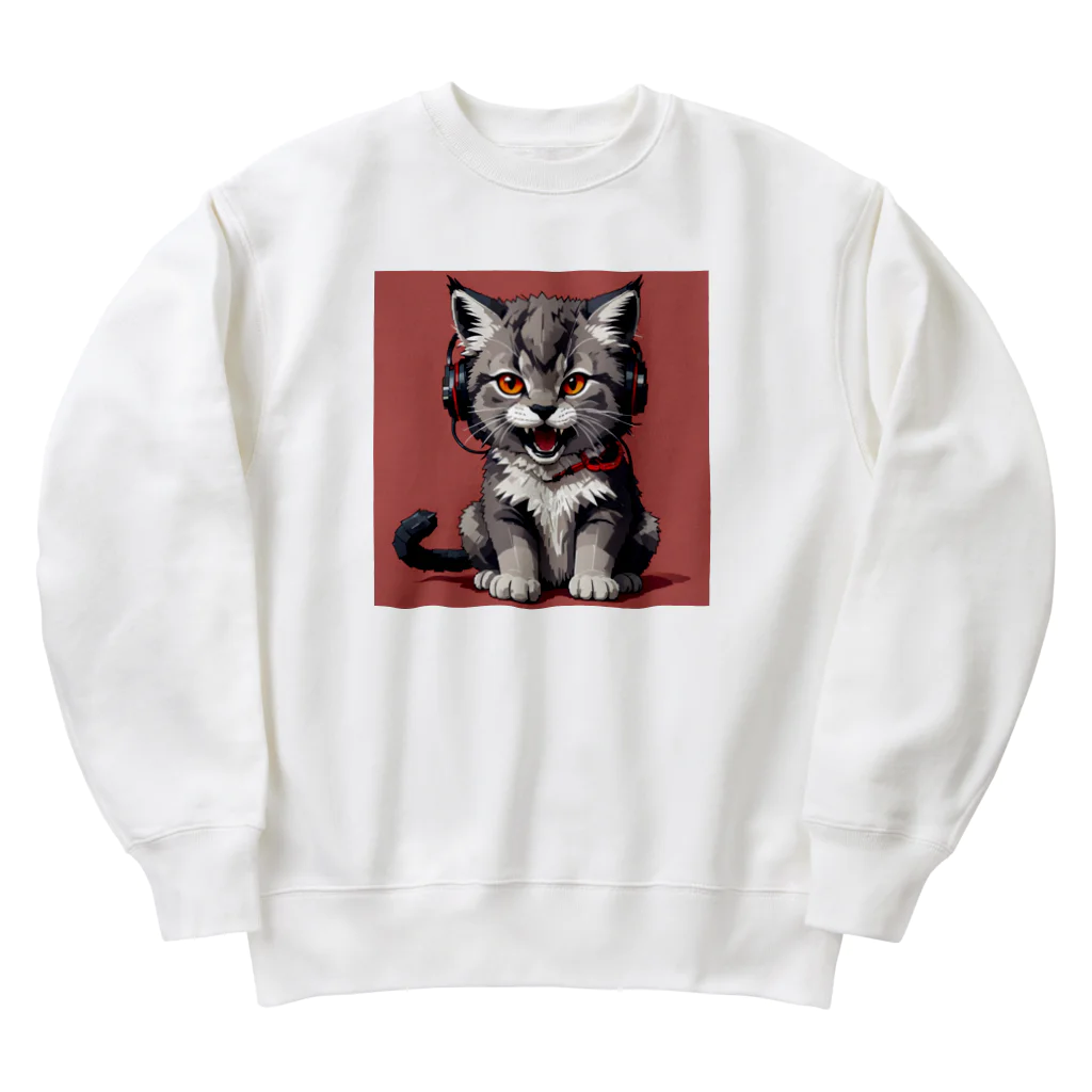 fuku_tochi shopの子猫の雄叫び Heavyweight Crew Neck Sweatshirt