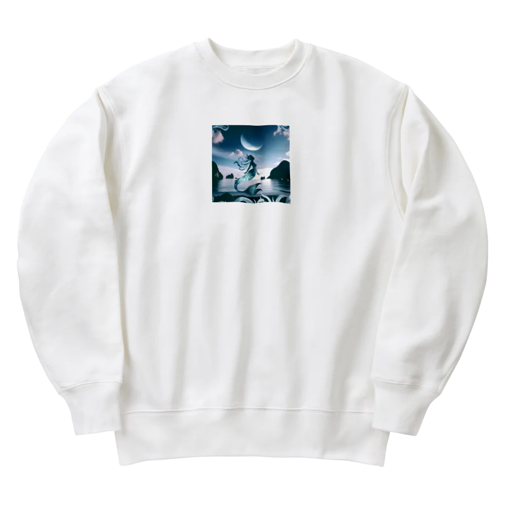 730naoの夜の海に突如現れる人魚！ Heavyweight Crew Neck Sweatshirt