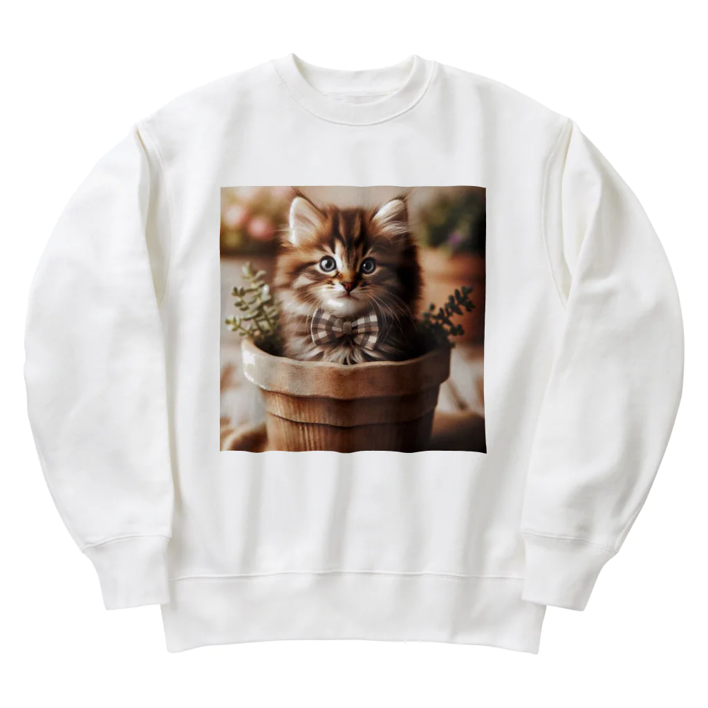 yuo1040yamato Soraの初めて作りました 猫さん Heavyweight Crew Neck Sweatshirt