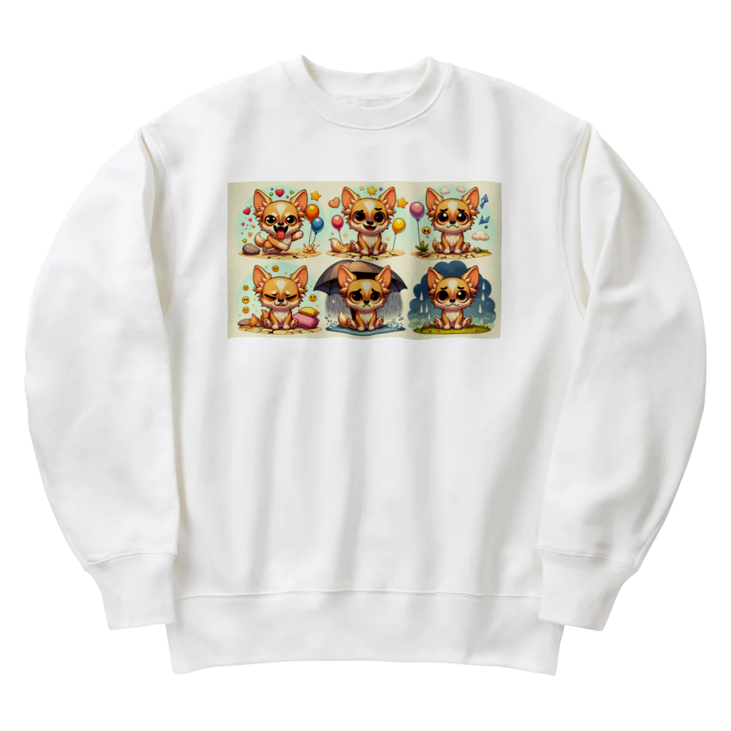 kutachanelのロングコートチワワのアニメ Heavyweight Crew Neck Sweatshirt