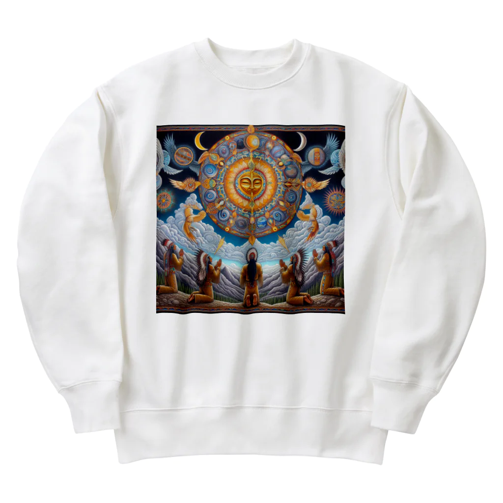 MKTU51の月　太陽　大地への祈り3 Heavyweight Crew Neck Sweatshirt