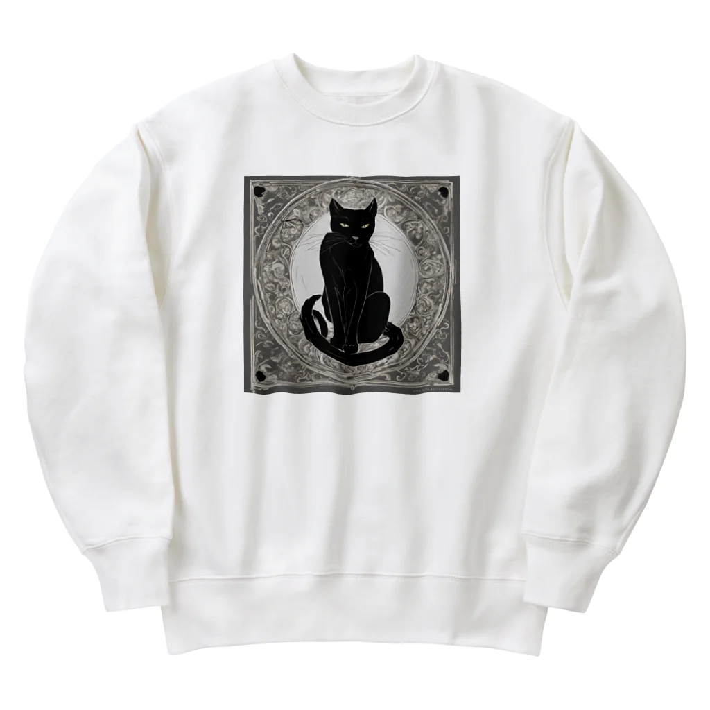 動物デザイングッズの黒猫 Heavyweight Crew Neck Sweatshirt