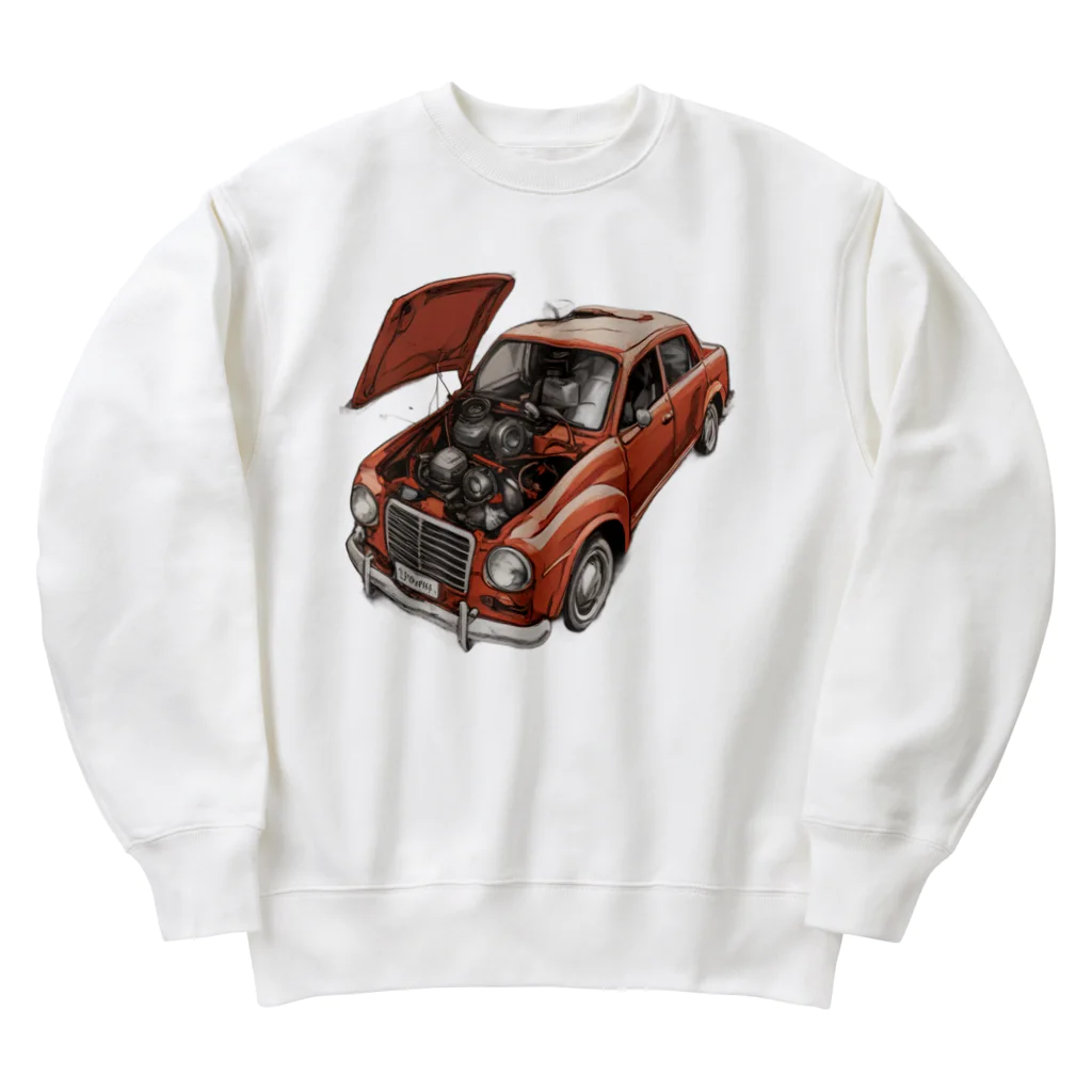 River book designのスポーティな赤い車がセンターに駐車。 Heavyweight Crew Neck Sweatshirt