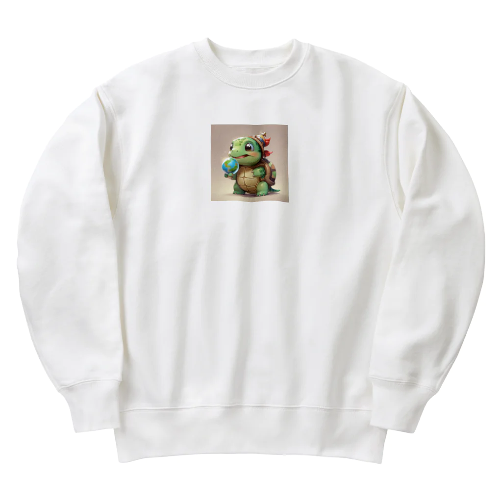 ganeshaのおもちゃの球体を持つかわいいカメ Heavyweight Crew Neck Sweatshirt