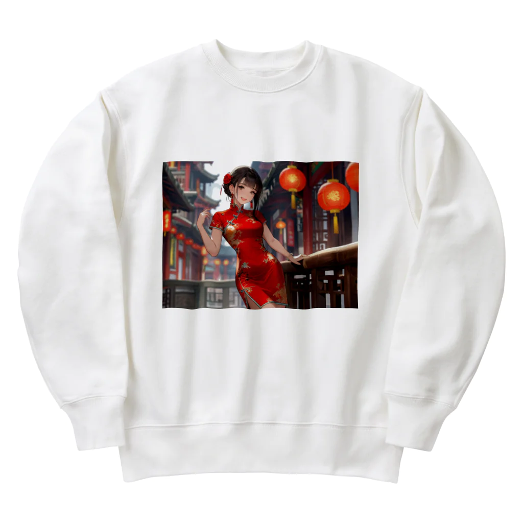 HokutoKenのチャイナ服少女 Heavyweight Crew Neck Sweatshirt