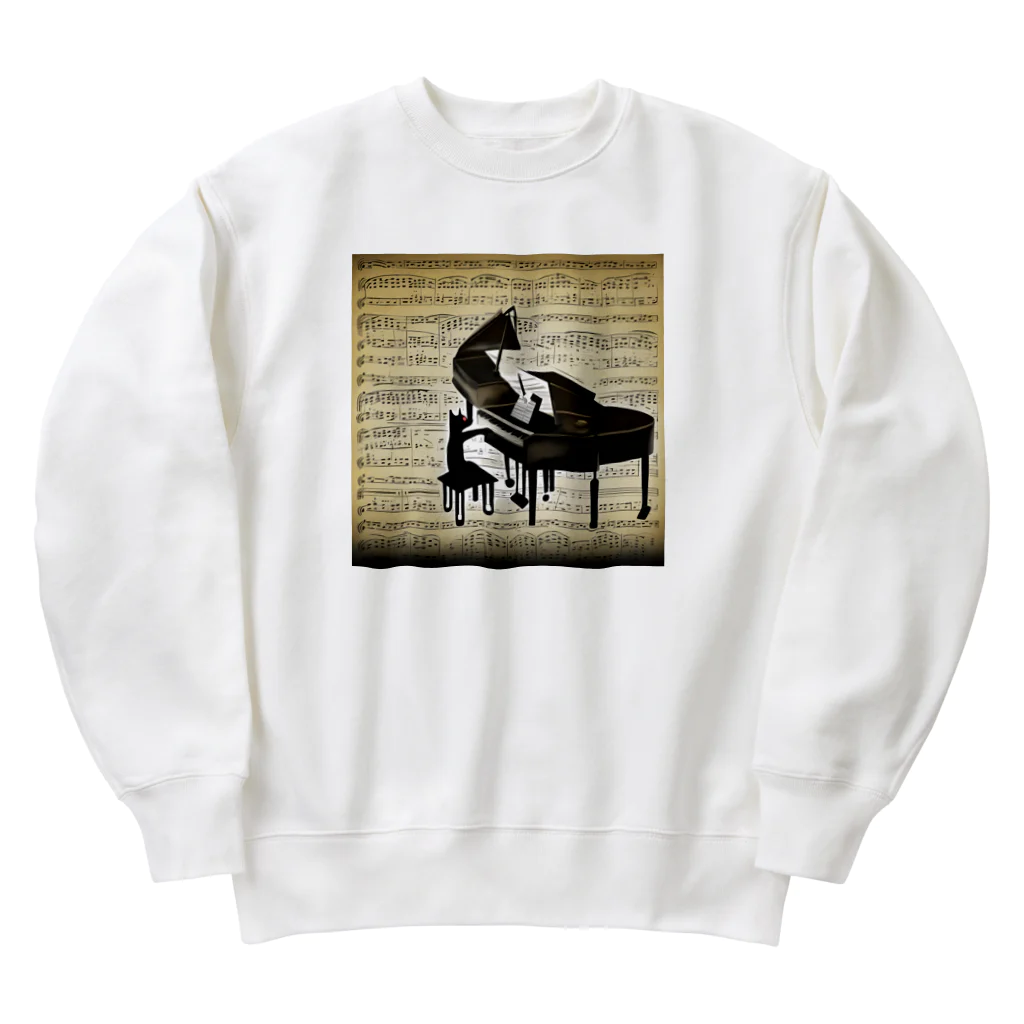 million-mindのピアノを弾く黒猫 Heavyweight Crew Neck Sweatshirt