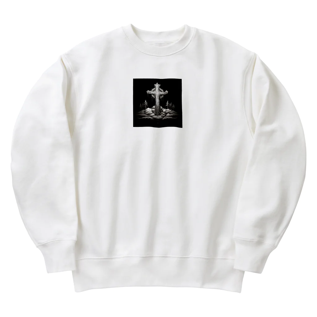 yielanggo007の暗闇の光十字架 Heavyweight Crew Neck Sweatshirt