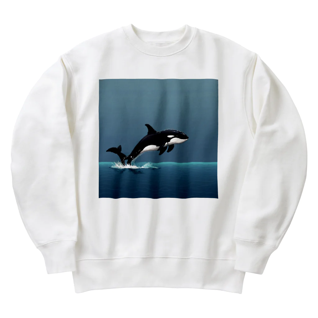 asuto_20のドット絵のシャチ Heavyweight Crew Neck Sweatshirt