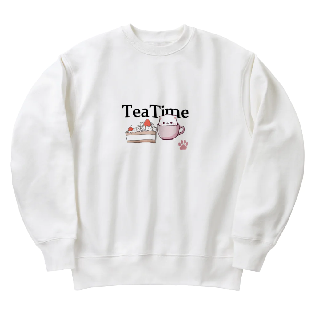 DEGOWASUの猫ちゃんのティータイム Heavyweight Crew Neck Sweatshirt