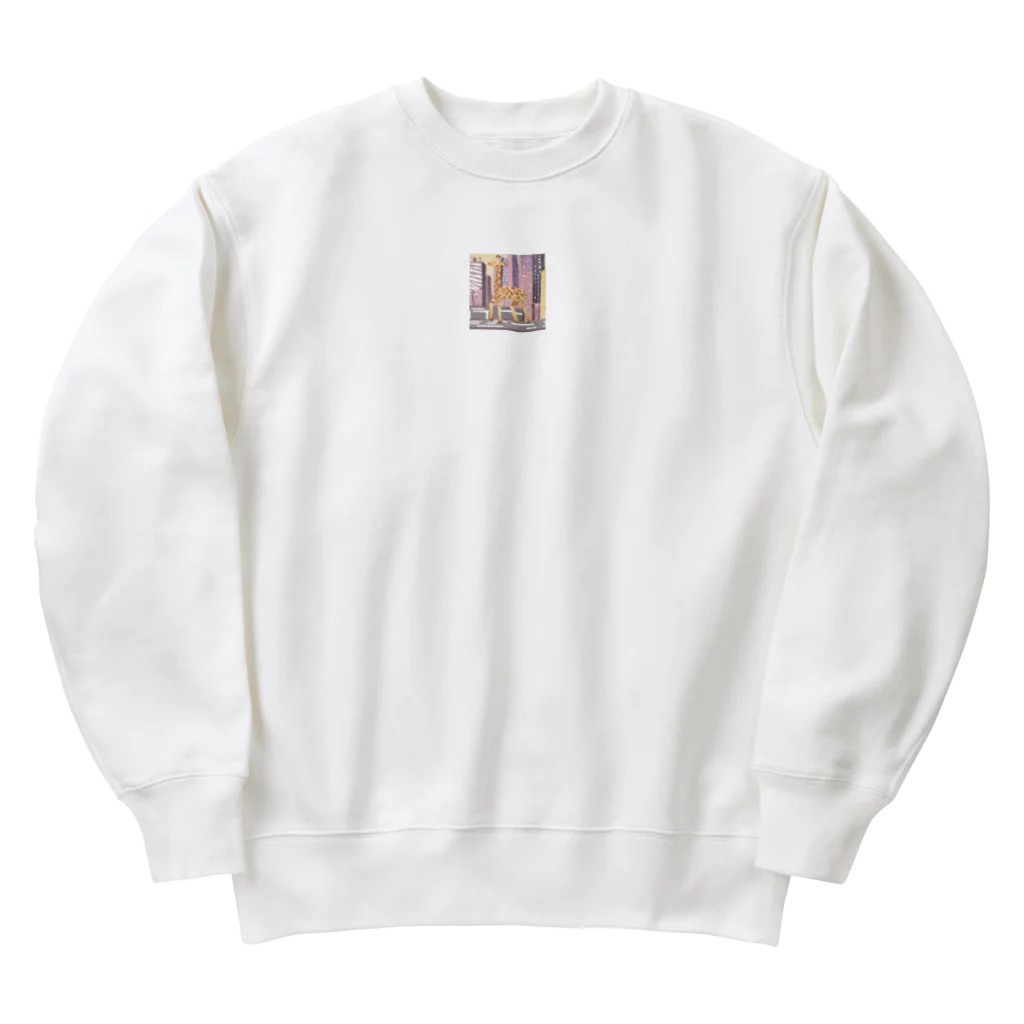 Ken17の車が行き交う都市を歩くキリン Heavyweight Crew Neck Sweatshirt