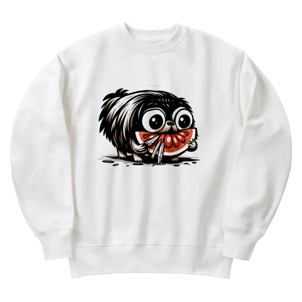 m_uu33ショップのホラーなペキニーズ Heavyweight Crew Neck Sweatshirt