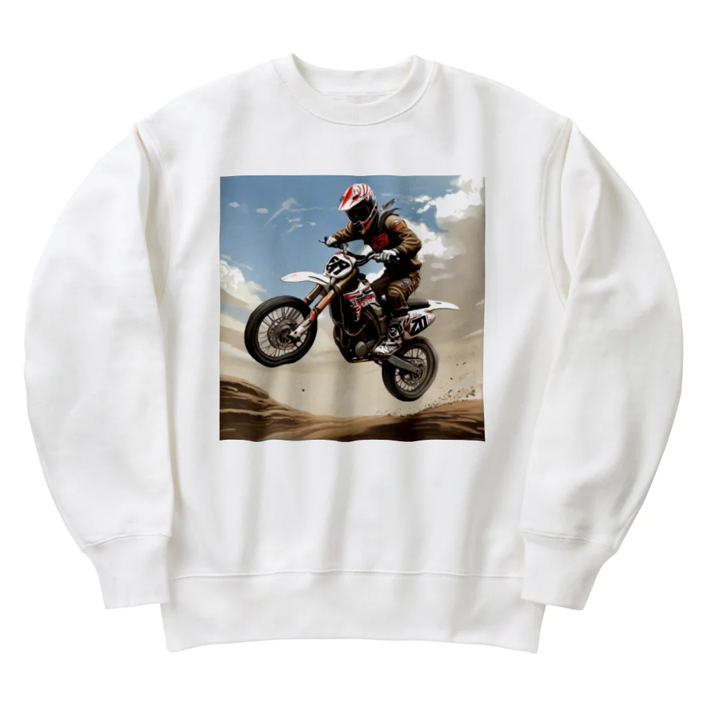 Bikers' Galleryのモトクロス ジャンプシーン アート オフロード バイク Heavyweight Crew Neck Sweatshirt