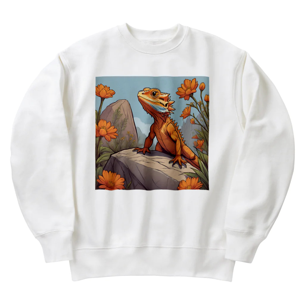 chiru×2の野生のフトアゴヒゲトカゲ Heavyweight Crew Neck Sweatshirt