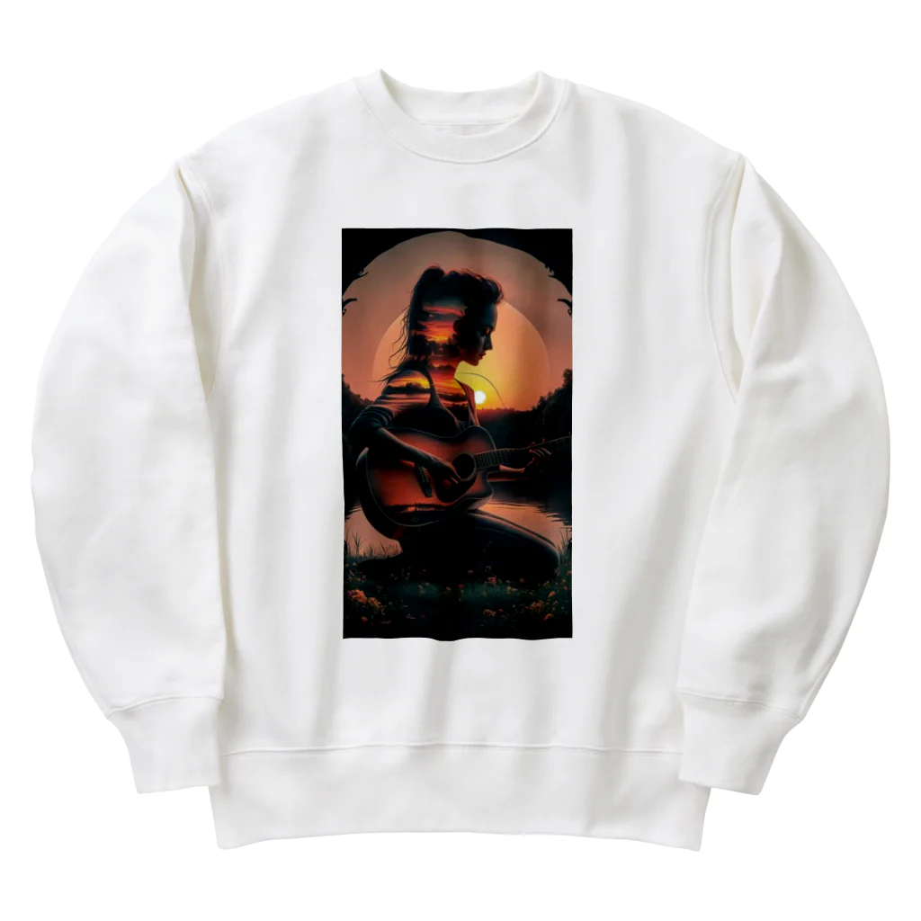 Soundのギターを奏でる女性 Heavyweight Crew Neck Sweatshirt