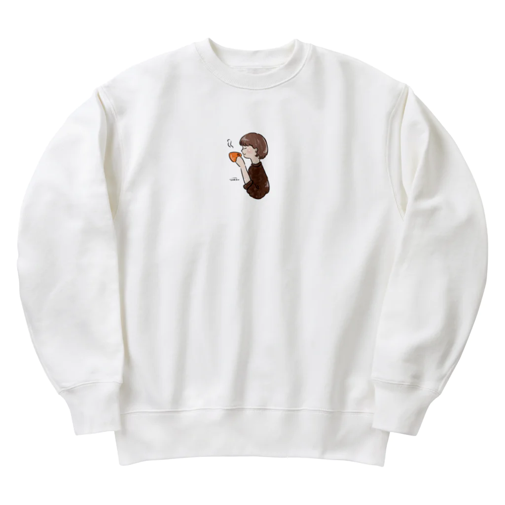 Sakikoのほっとひと息つく女の子　オレンジショコラ Heavyweight Crew Neck Sweatshirt