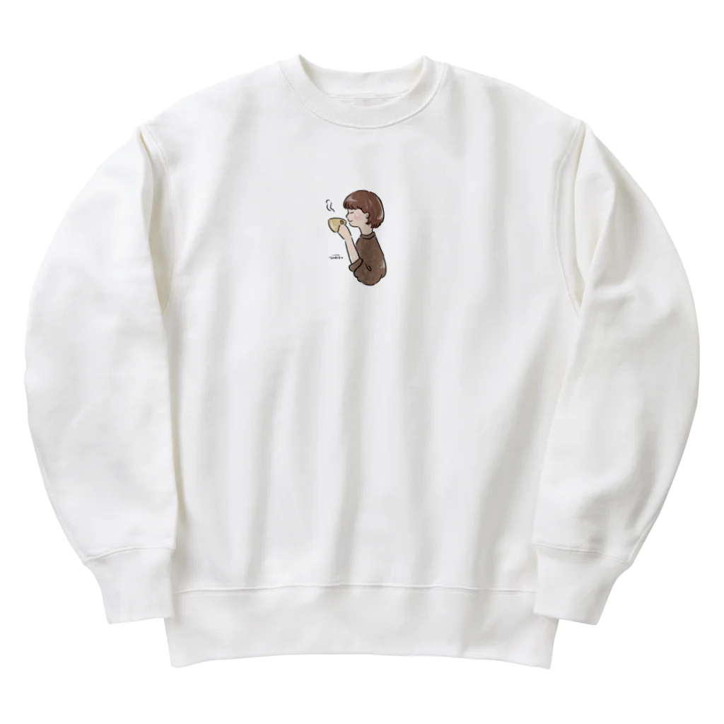 Sakikoのほっとひと息つく女の子　カフェ　ブラウン Heavyweight Crew Neck Sweatshirt