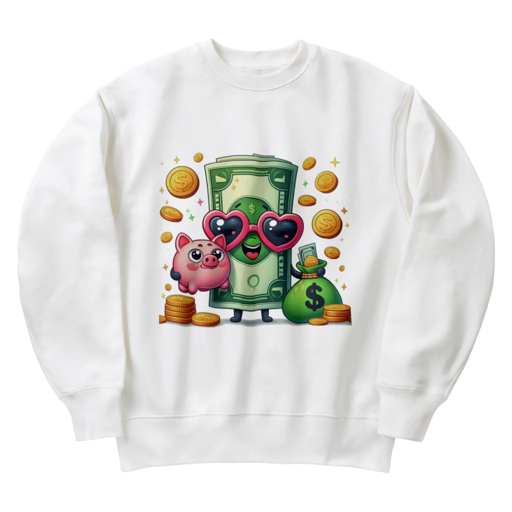 癒しの部屋のお金大好き君 Heavyweight Crew Neck Sweatshirt