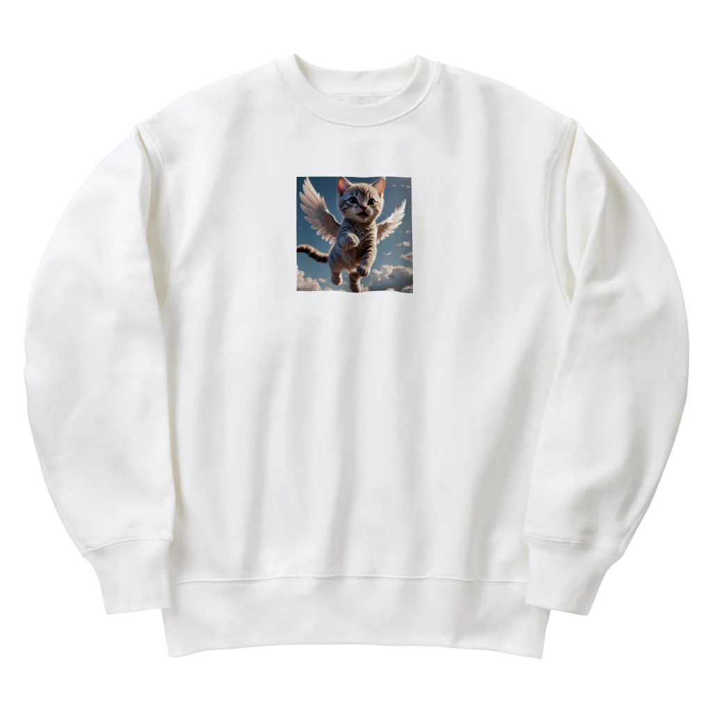 キュート＆クールの飛べたニャン Heavyweight Crew Neck Sweatshirt