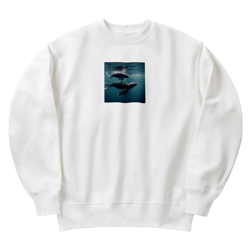 tozaki5573のクジラの親子 Heavyweight Crew Neck Sweatshirt