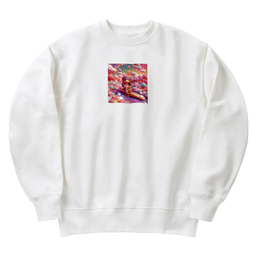 キュート＆クールの夕暮れ時のシーソー少女（３Dアニメ風） Heavyweight Crew Neck Sweatshirt