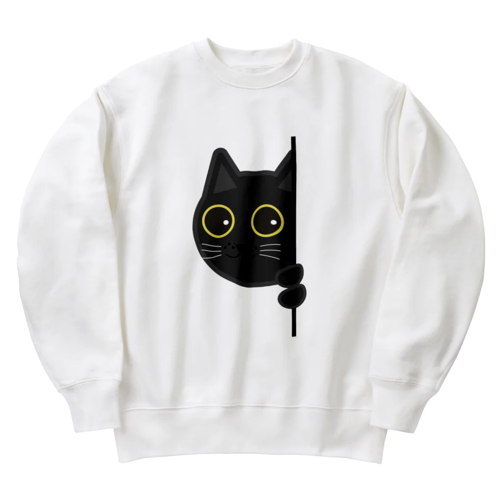 chicodeza by suzuriの覗き猫 Heavyweight Crew Neck Sweatshirt