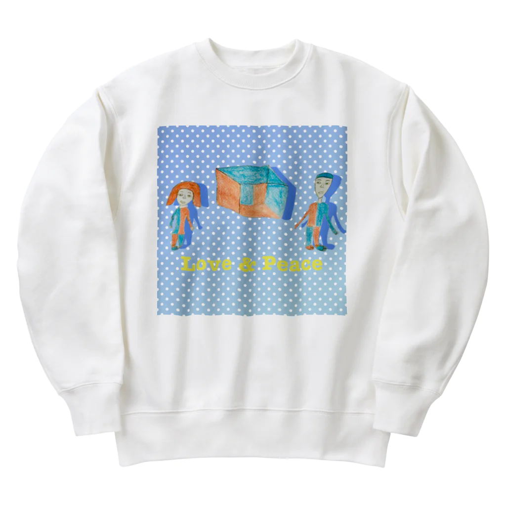 Tamon-TamonのLove & Peace ブルードット Heavyweight Crew Neck Sweatshirt