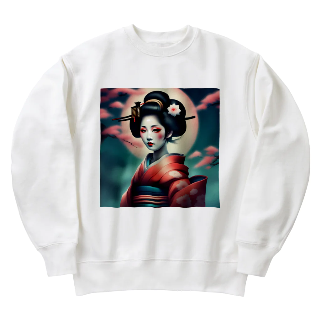 Mr_Geishaの月夜の芸者(Geisya of moon night) Heavyweight Crew Neck Sweatshirt