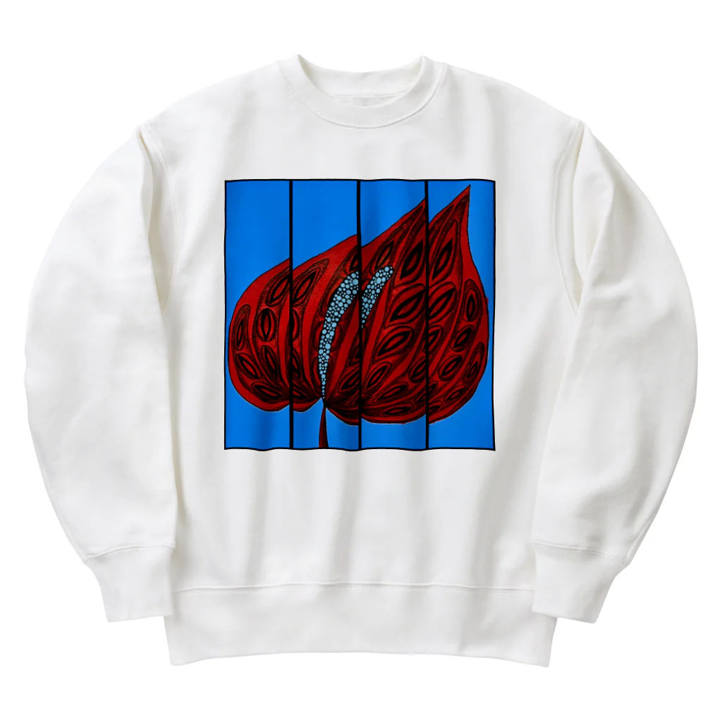 青刺し亀の大紅団扇。(格子戸) Heavyweight Crew Neck Sweatshirt