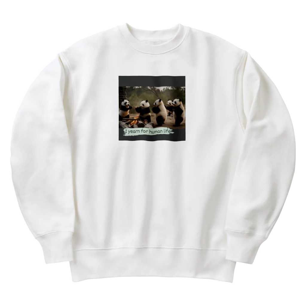 kabotya914の人間の生活に憧れるパンパンパンダ Heavyweight Crew Neck Sweatshirt