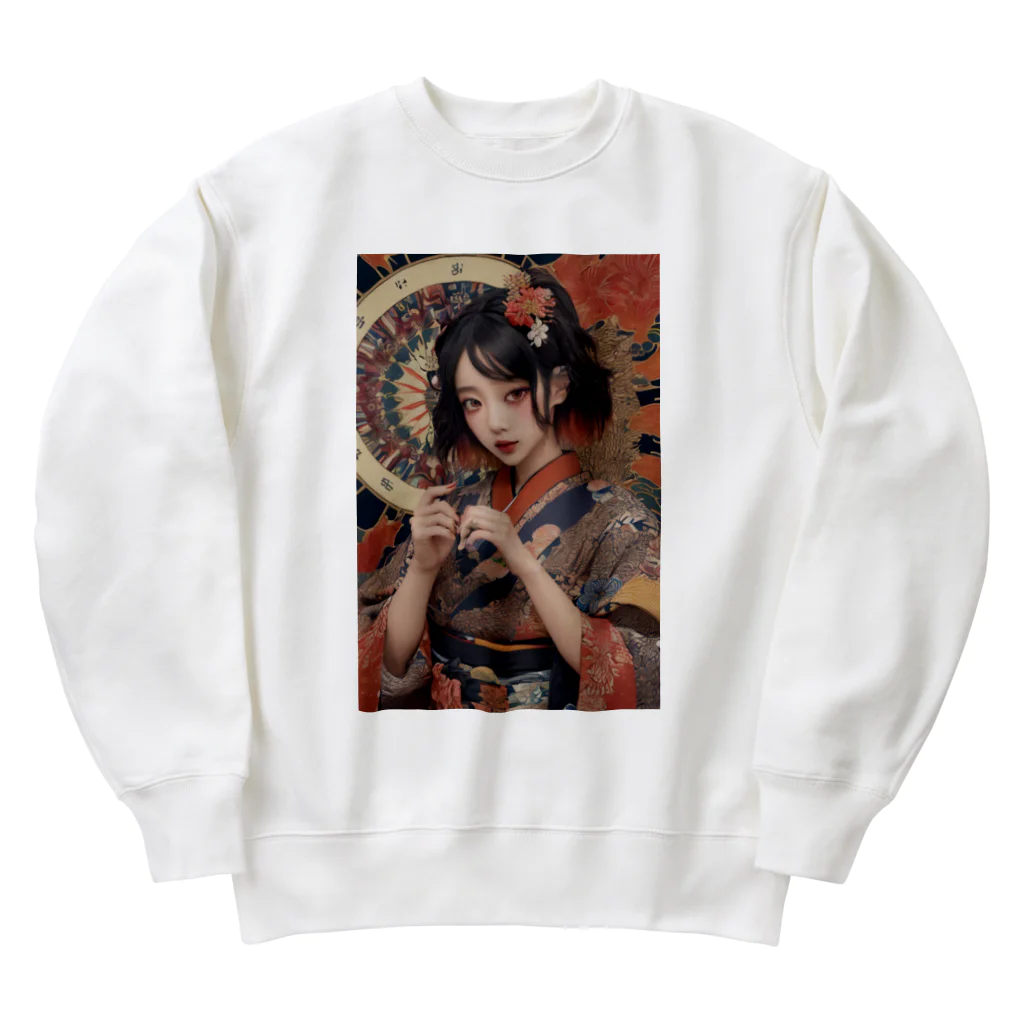 Omaniの浮世絵風美女 Heavyweight Crew Neck Sweatshirt