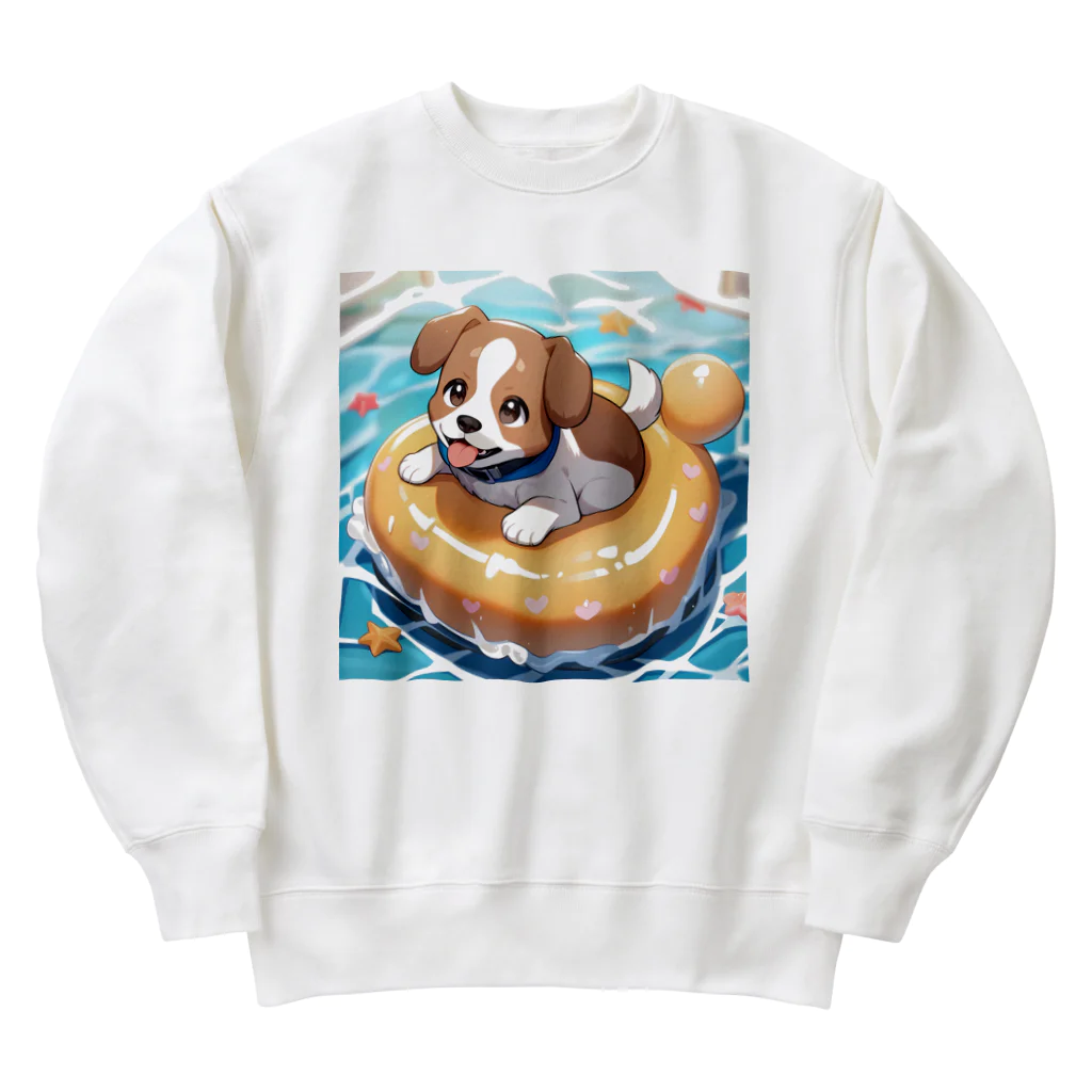 柴犬しばわんこhana873の海水浴してるワンコちゃん Heavyweight Crew Neck Sweatshirt