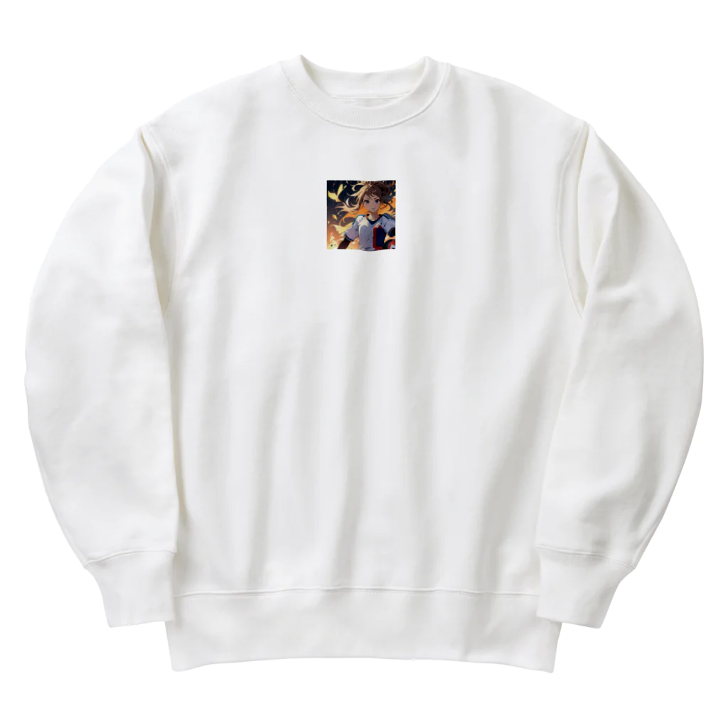 sports_thanksのかわいい少女のサッカーイラスト Heavyweight Crew Neck Sweatshirt